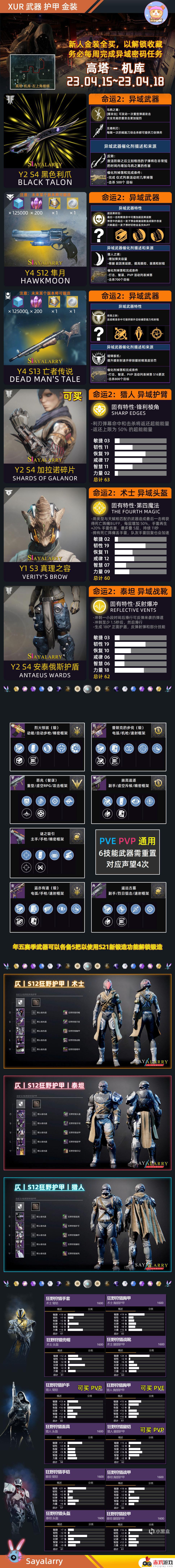 命运2 XUR 老九 试炼情报23/04/15 试炼星芒喷丨下周预览