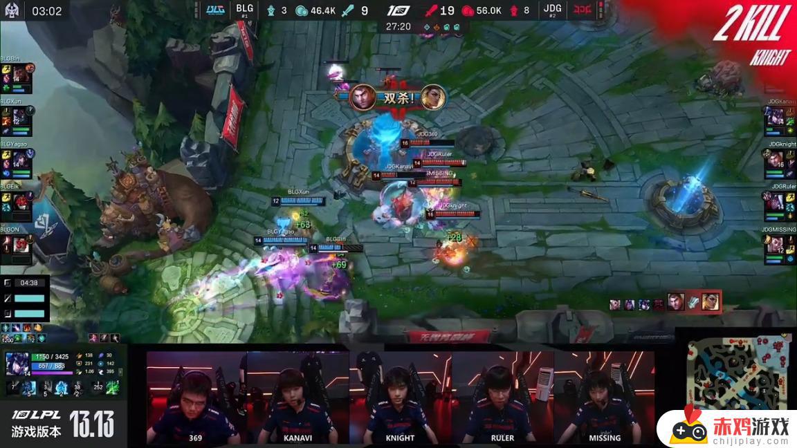 LPL季后赛：Knight杰斯一炮超神！JDG 2-0 BLG！JD Gaming以2-0战胜Bilibili Gaming