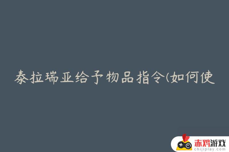 泰拉瑞亚怎么输入指令给东西 如何使用指令快速获取所需物品泰拉瑞亚